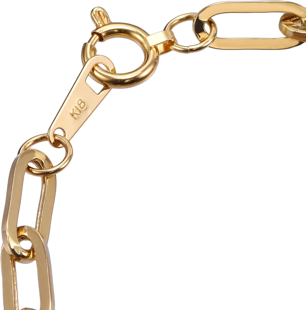 K18 18金 ペーパークリップ ブレスレット 4.3mm幅 引輪 K18 18金 ペーパークリップ ブレスレット 4.3mm幅 16cm～22cm 引輪